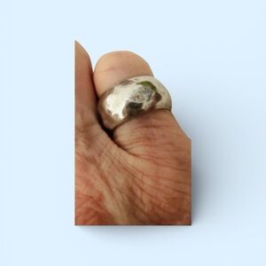 VINTAGE Hammered .925 Silver wide band ring